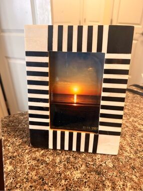 Striped Black and White Photo Frame - Home Accents